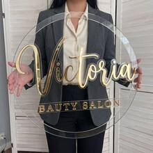 1件個性化客製圓形美容沙龍招牌，Logo標誌牌－雙層雷雕壓克力，適用於商業工作室品牌塑造、美容沙龍與SPA中心商業展示 - 彩色 - 查看 3