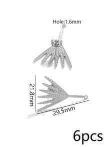 6Pcs 304 Stainless Steel 18K Gold Plated Textured Leaf Stud Earring Posts With Loop, DIY Jewelry Findings For Dangle Earrings & Pendants - Earrings - View 9