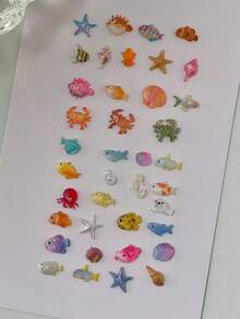 1pc Cute Fish, Crab, Starfish, Dolphin, Ocean Shell Glass Nail Art 3D Decor Silicone Mold - Clear - View 7