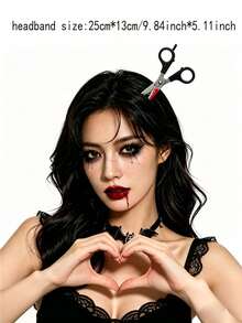 1pc/6pcs Halloween Horror Headband Set With Realistic Axe, Knife, Saw, Scissors And Blade Headbands, Blood Splatter Effect, Suitable For Halloween Costume, Party Pranks, Haunted House And Gothic Style - Halloween Headband - View 10