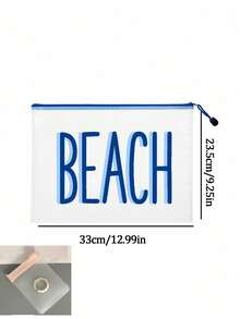 多色網格海灘包印有「Beach」字樣，大容量透明化妝包與尼龍拉鍊盥洗包，輕量設計可收納文件、文具、防曬霜、零食、比基尼、海灘必需品，快乾防沙，適合游泳、海灘、潛水、夏季度假、春夏收納，適用於朋友、家人、閨蜜、同學，生日、節日、派對、婚禮（伴娘）、畢業季，教學包、老師包，完美禮物，適合父親節、日必需品 - 彩色 - 查看 10