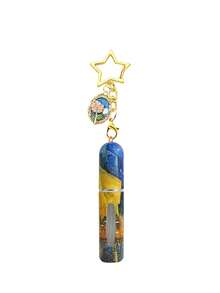 1/2/4pcs Summer Perfume Spray Bottles, Oil Painting Starry Sky Pattern Bottom Filled Perfume Bottles, Metal Flower Pendant Keychain, 5ml Reusable Perfume Decant Tool, Summer Travel Essential Perfume Decant Bottle, Girls Holiday Gift, Mini Perfume - View 16