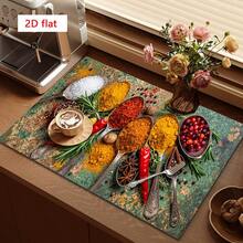 1pc Dish Drying Mat, Coffee Machine Mat, Multi-Spice & Ingredient Print Draining Mat, Durable, Highly Absorbent, Suitable For Dining Table, Cafe And Other Scenes, Multi-Purpose Drainage Mat, Home Gift, Tabletop Decor - XYLSD-515 - View 2