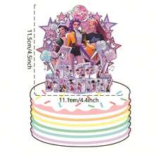 1pc Cake Toppers, Stylish Egg Dessert Inserts, Creative K-Pop Birthday Party Decor Supplies, Random Style - Multicolor - View 8