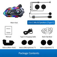 1 pieza Auricular Inalámbrico Premium para Casco de Motocicleta Y20-MAX con Intercomunicador de 300M, IP56 a Prueba de Polvo & Impermeable, Bluetooth 5.3, 25H de Duración de Batería, Activación de Asistente de Voz, Audio HD y Cancelación de Ruido Potente, Apariencia Genial Opción Perfecta para Conducir - Y20-MAX - Ver 13