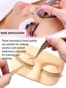 Professional Eyelash Extension Training Tool Set, Mannequin Head/Eyelash Mannequin Head, 0.07D Curl Mixed Eyelash Strips, Practice Tweezers, Beginner Eyelash Training Set (Pink) - Baby Pink - View 3