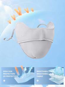 CAMEL CROWN 3D Stereoscopic Sun Protection Face Mask, Cooling Ice Silk, UV Protection, Hiking Sunshade Mask - Light Grey - View 2
