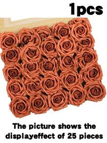 5/25/30pcs Real Looking Fake Roses For DIY Wedding Bouquets Centerpieces Arrangements Party Baby Shower Home Decorations OPP Bag Packaging (Excluding Box), Valentine Day, Gift Gifts Birthday Graduation - Orange - View 10