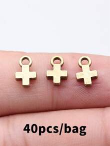 40個 7x10mm 小十字架吊墜飾品 DIY 珠寶製作項鍊鑰匙圈手機鍊手鍊配件手工藝 - Cross - 查看 7