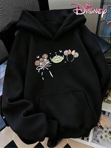 Disney Women's Hooded Sweatshirt, Unisex Sweatshirt, Hand-Painted Graffiti Buzz Woody Toy Story Sweatshirt, Retro Small Item Elements Double-Sided Print. - 黑色 - 查看 5