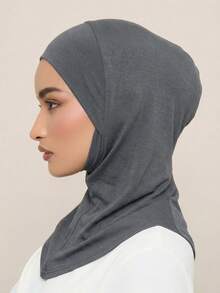 1PC Women's Fashion Solid Color Elastic Chin Strap Under Cap Head Scarf - 063-dark Gray - View 4