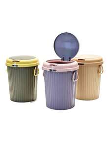 1pc Press-Type Lidded Trash Cans, Thickened Plastic Bins Available In Multiple Sizes, Odor-Proof Portable Garbage Pails For Kitchens, Living Rooms And Bathrooms. - Multicolor - View 4