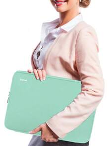 14 Inch Laptop Sleeve, Upgraded Wear-Resistant Shockproof Flip Cover Business Handbag, Fits 14-Inch Laptops - Light Blue - View 8