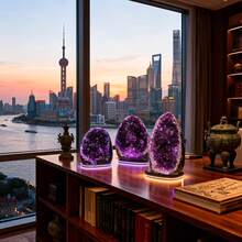 1pc AA+ Grade Natural Amethyst Cluster With Crystal Sprouts, Perfect For Crystal Display And Collection, Natural Earth Beauty, Excellent Home Decor Choice, Suitable For Valentine's Day, Christmas And Other Occasions, Also A Great Gift, Including Crystal Gifts For Parents - Purple - View 6
