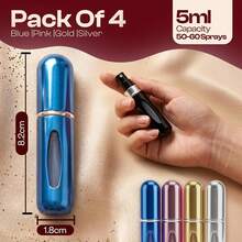 5ml Travel Perfume Bottle Refillable Atomizer Sprayer Perfume,Leakproof Perfume Atomizer Travel, Portable Refillable Perfume Bottles, (Blue, Black, Pink, Gold) - 藍色,粉紅色,金色,銀色 - 查看 3