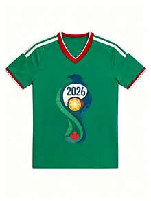 Camiseta de manga corta para hombre con cuello en V y logotipo de la bandera de los Tres Reinos, transpirable y de secado rápido, para actividades al aire libre, juegos, ocio y entrena - Verde - Ver 1