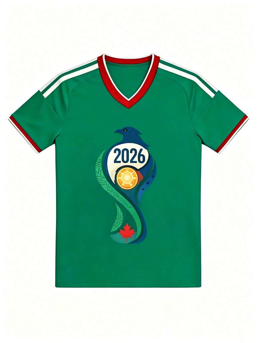 Camiseta de manga corta para hombre con cuello en V y logotipo de la bandera de los Tres Reinos, transpirable y de secado rápido, para actividades al aire libre, juegos, ocio y entrena - Verde - Ver 1