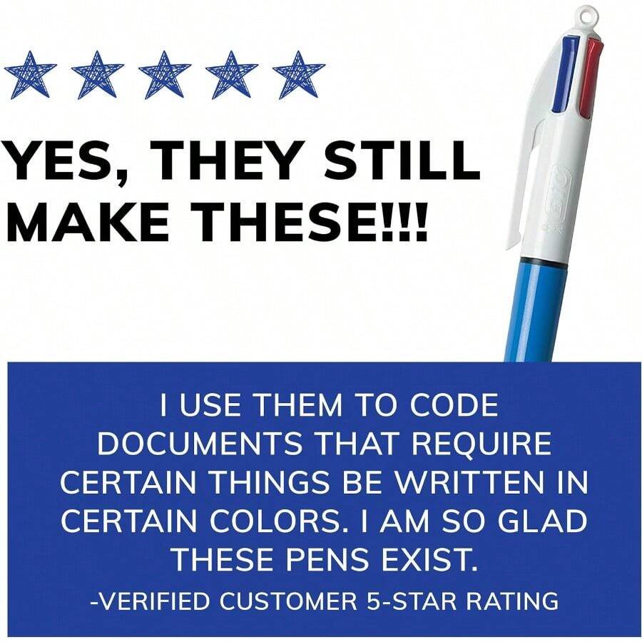 4-Color Retractable Ballpoint Pen With 1.0 Mm Medium Point, 3-Count In Assorted Ink - 4 màu (Nhiều màu - Màu gốc) - Xem 1