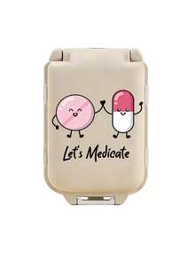8格便攜式多層藥盒，印有「Let's Medicate」字母，旅行防潮收納盒，中性可重複使用藥盒，日常計畫口袋盒，旅行藥箱，便攜急救包，緊急收納袋，居家、旅行、宿舍必備配件，適用於維生素、藥物和營養補充品，適合戶外、辦公室、返校使用 - 彩色 - 查看 15