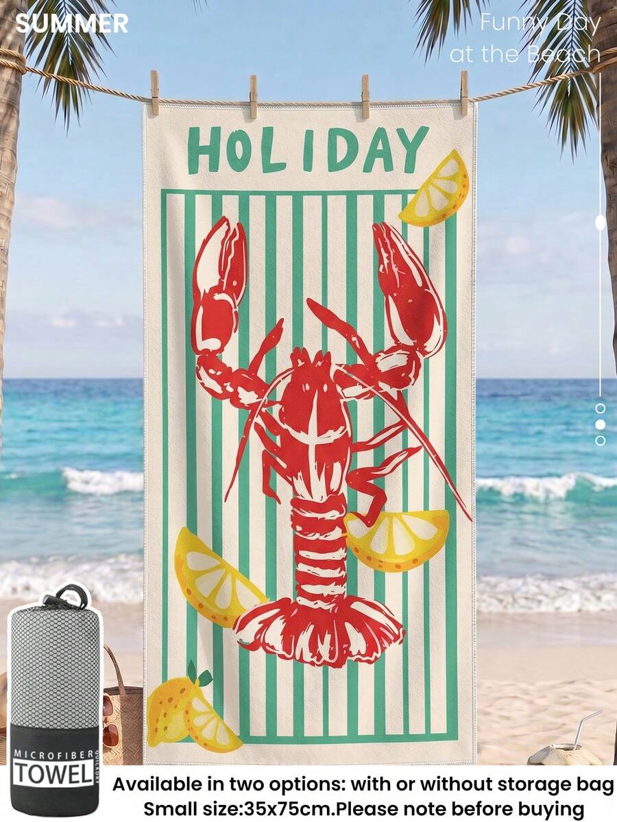 1pc Beach Towel, Beach Essential, Vacation & Bathroom Decor, Super Absorbent, Suitable For Bathroom, Swimming, Fitness, Yoga, Soft Microfiber, Lightweight & Portable, Windproof, Sun Protection, Sandproof, Summer Travel