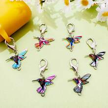 6Pcs/Set Charming Enamel Lobster Clasp Hummingbird Charms Pendant Hummingbird Keychain Bird Zipper Pull Extender Charm For Handbags,Backpacks,Purse - Multicolor - View 4