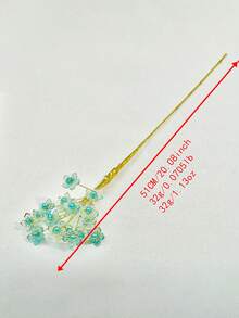 1件優雅藍色水晶花枝人造花，時尚手工合金珠飾，適用於花園花環裝飾、節日禮物派對、居家客廳桌面裝飾、母親節禮物花束 - 藍色 - 查看 7