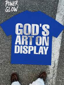 ART OF GOD ON DISPLAY, Custom Graphic Tees For Men - Men's Tees. Casual And Stylish Summer Short-Sleeve Tees Made Of 100% Cotton - 藍色 - 查看 1