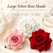Large Velvet-Textured Artificial Rose Flower Head, DIY Handmade Fake Flower, Hair Accessory Pin Flower, Wedding Decoration Flower - Multicolor - View 5