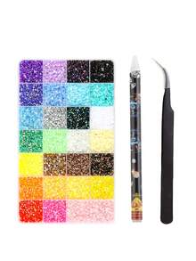 Resin Rhinestones Flat Bottom – Multi-Color Diamond Art Diamonds For Nail Art, Handmade Crafts, Book Decoration & Makeup Nails, DIY Craft Kit With 2pcs Pickup Tool, Shiny Crystals For Shoes & Clothing Nail Charms - Multicolor - View 13