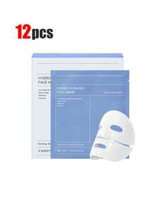 Mascarilla facial hidratante profunda de colágeno 6 piezas, contiene ácido hialurónico y niacinamida, mascarilla reafirmante antienvejecimiento sin alcohol, suaviza líneas finas reduce poros ilumina la piel, mascarilla facial de reparación nocturna, unisex adecuada para todo tipo de piel, regalo del Día de San Valentín y vuelta al colegio, 1/3/6/12/24 piezas - Celeste - Ver 12