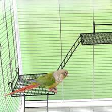 Stainless Steel Minimalist Bird Cage Perch Platform With Ladder, Hanging Parrot Play And Standing Platform, Multi-Functional Bird Climbing Frame And Feeding Platform, Bird Playground, Bird Training And Exercise Area, Small Hamster Cage Platform, Small Pet Play House, Multiple Models With Stainless Steel Material Durable And Resistant To Damage, Suitable For Parrots, Lovebirds And All Birds And Small Pet Cages - Black - View 7