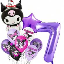 Cartoon Thickened Aluminum Foil Latex Balloon Set, Sweet Cool Style Black & Purple Color Scheme, Asymmetric Five-Pointed Star & Number Shapes, Cartoon Anime Character Print, Birthday Party, Cartoon Theme Party Backdrop Decoration Inflatable Props - View 7