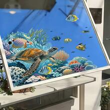 1pc Home Decoration Summer Ocean Fresh Style Sea Turtle Tropical Fish Window Sticker Creative DIY Ocean Animals Pattern Windows Clings Double-Sided Visible PVC Static Cling Glass Sticker 15.4*19.7in For Room Glass Windows Doors Decoration - Marine Life - View 7