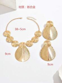 3pcs Stylish Minimalist Sophisticated Personalized Casual Exaggerated European And American Geometric Water Drop Earrings & Necklace Set - Yellow Gold - View 5