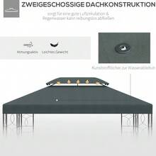 Replacement Roof For 3x3m Metal Gazebo, Garden Gazebo, Party Tent, Garden Tent, In Anthracite Grey Polyester - Grey - View 6