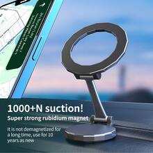 Soporte magnético fuerte de aleación de zinc para teléfono de coche con placa magnética, soporte plegable de navegación para teléfono - Gris Oscuro - Ver 1