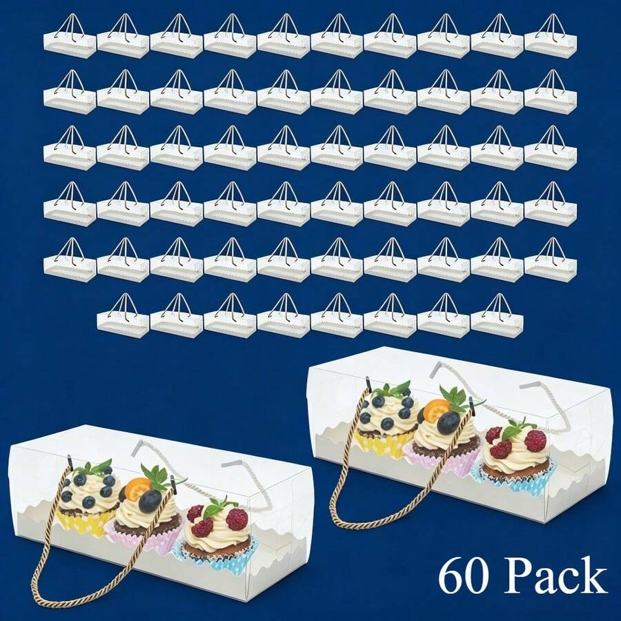 kangten 60 Pcs Clear Cake Box Set For Display, Rectangular Cupcake Box, Small Packaging Boxes Kit - Clear - View 1