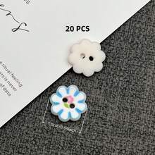 10/20/24/30/42入 1.5cm 清新糖果色 8瓣梅花形印花彩色樹脂塑膠鈕扣，適用於兒童服飾、髮飾、針織衫、大衣、手工縫製裝飾鈕扣、情人節禮物DIY材料、DIY服飾與手工藝、藝術用品、縫紉配件 - 彩色八瓣花 - 查看 20