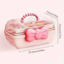1pc Fashionable Cosmetics Storage Box, Bow Tie Multi-Layer Storage Box, Handheld Desktop Storage Container, Made Of Sturdy Plastic. Make It An Ideal Storage Organizer For Jewelry, Hair Accessories, And Cosmetics - Multicolor - View 10