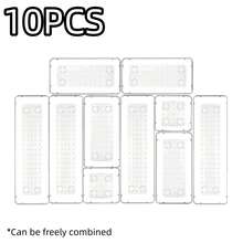 2/6/10pcs Transparent Solid Color Storage Boxes, Cosmetic & Jewelry Organizer, Desktop Decor, Drawer Divider - Multicolor - View 10