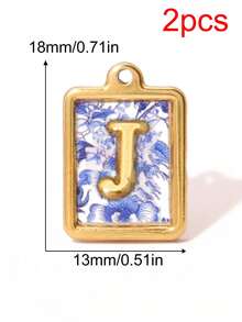 2pcs Stainless Square Letters Letters Pendant 18K Gold Plated Charms For Making DIY Jewelry Accessories Supplies - Pendants - View 36