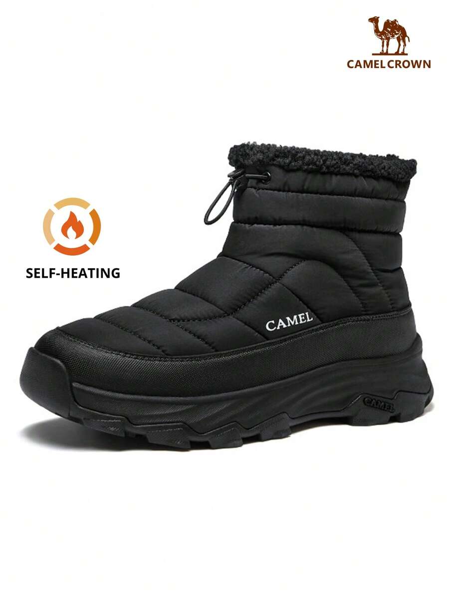 CAMEL CROWN Men's Thick Sole Outdoor Anti-Slip Waterproof Snow Boots With Fleece Lining, Winter - Black - View 1