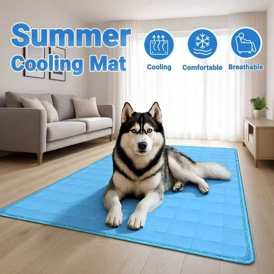 Cooling Ice Silk Pet Mat Breathable Non Slip Dog Cat Sleeping Pad Summer Heat Relief Cushion For Small Medium Pets - Blue - View 1