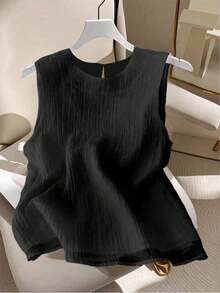 Women's Casual Solid Color Tank Top - Black - View 1