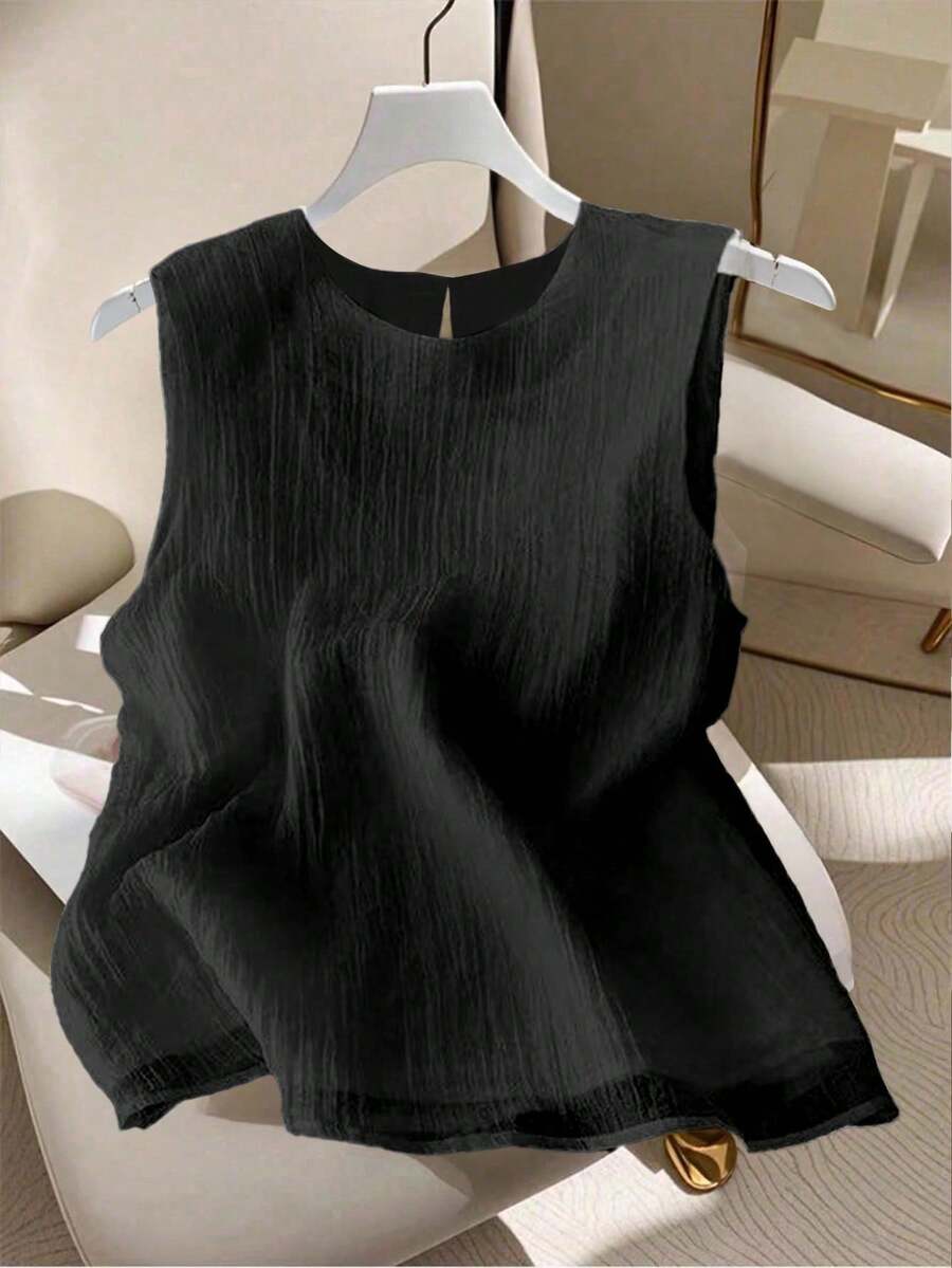 Women's Casual Solid Color Tank Top - Black - View 1