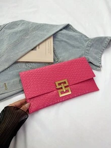 Tas Amplop Motif Buaya Timbul Desain Niche Terbaru untuk Wanita, Tas Tangan Vintage - Hot Pink - View 5