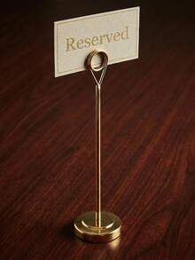 1/2/4pcs 15cm Gold Wire Table Number Place Card Holders, Elegant Photo Menu Name Card Stand, Wedding Essentials Decor For Wedding Reception,Banquet,Restaurant Dinner,Birthday Party,Office Desk & Home Table Centerpiece Decor. - Gold - View 5