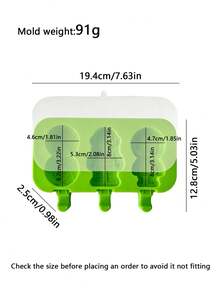 1set Space Shape Silicone Popsicle Mold, Durable Reusable With Lid For Summer Frozen Dessert, Rainbow Meteor 3-Cavity Design, DIY Craft Home Decor Handmade Gift, Valentine's Day Mother's Day Christmas - Green - View 9