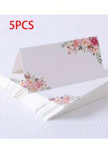 20/5pcs/Set Table Decor Name Cards, Foldable Floral Pattern Place Cards, Suitable For Weddings, Dinners, Parties, Buffets, Holiday Banquets, Ideal For Buffets, Weddings, Birthdays And Other Events, Floral Design - View 12
