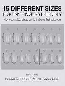 AILLSA 360/240/120pcs Short Fat Oval Full Coverage Fake Nails, 15 Sizes Matte Acrylic Nail Tips, Suitable For Nail Salon Nail Extensions Gel Nail Set Nail Supplies - Clear - View 4
